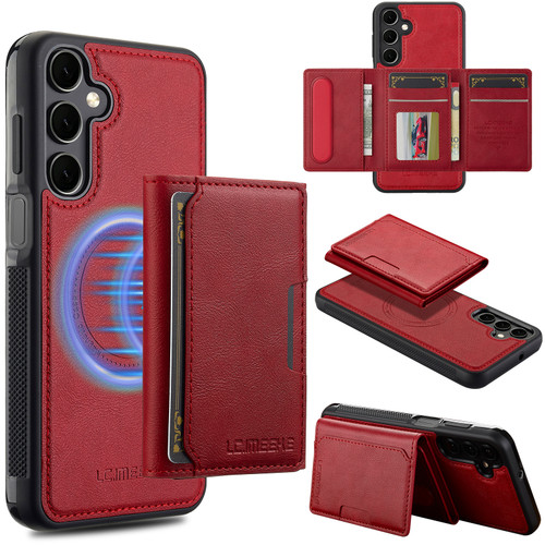 Samsung Galaxy A16 5G LC.IMEEKE L5 Series Detachable RFID Card Bag Magsafe Phone Case - Red